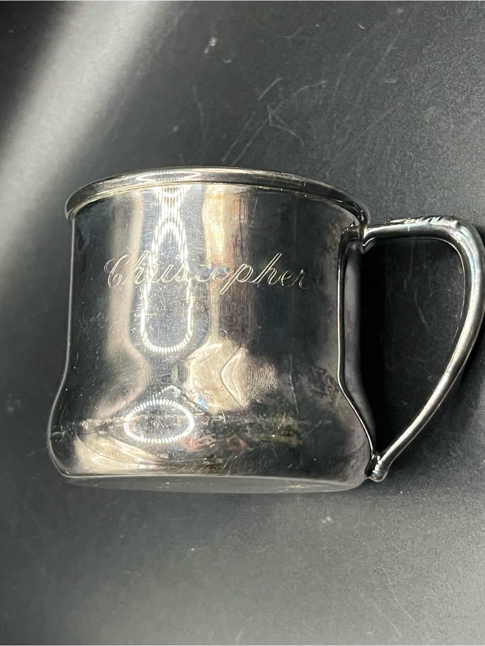 Vintage Silver Plated Baby Cup - Engraved “Christopher”
